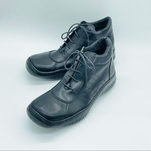 4you men’s black leather lace boots USA US 10 EU43